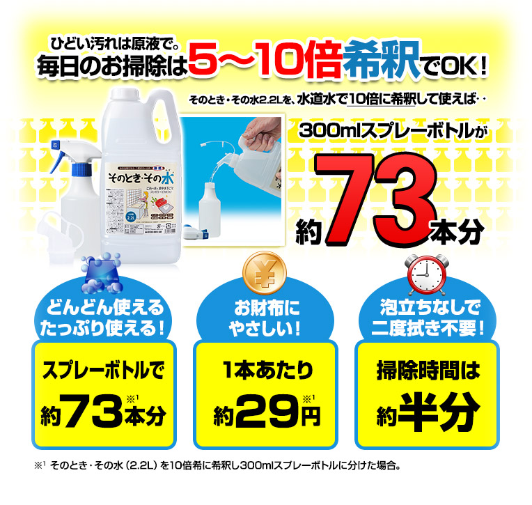 毎日のお掃除は5〜10倍希釈でOK！