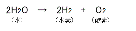 水を電気分解して水素と酸素に分ける化学式