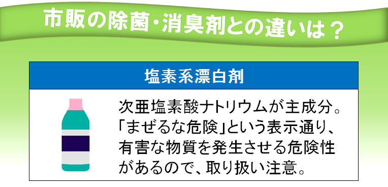 市販の除菌・消臭剤との違いは？塩素系漂白剤の特徴