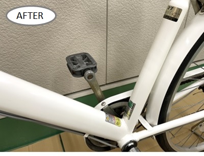 クリーニング後の自転車のフレーム