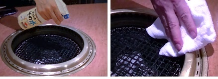 「そのとき・その水」を吹きつけて拭き取り